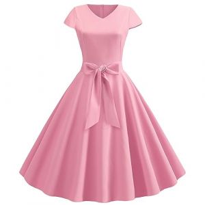 Robe Ann&eacute;es 50 Vintage Femme Retro Rockabilly Pin-Up Chic Et Elegante Robes sans Manche Dos Nu Ann&eacute;es 1950 50 60 Swing Casual Dress De Mariage Audrey Hepburn Retour Soir&eacute;e F&ecirc;te (qiaoxiahe, neuf)