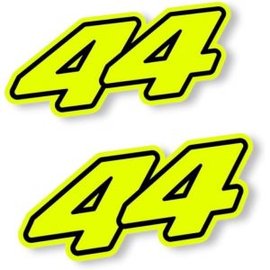 Autocollant Lewis Hamilton 2022 pour voiture 44 F1 Formule 1 Jaune fluo Noir (jaune fluorescent) (PiggyStickers, neuf)