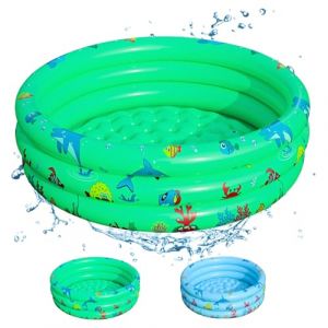 Shyllin Piscine Gonflable Enfant 80x80x22cm,Three Ring Inflatable Paddling Pool,Baignoire Gonflable pour bébé,Piscine pataugeoire Gonflable Ronde (Vert) (XFJIN243, neuf)