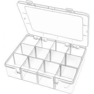 DARUITE Boite Rangement Plastique, 12 Grids Boite de Rangement Compartiments, Petite Boîte de Rangement Transparente Boite Plastique pour Perles, Boucles Doreilles, Outils, Crochet de Pêche (DFT TECHNOLOGY CO, neuf)