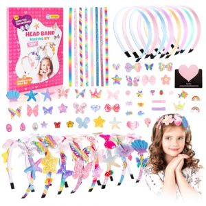 BBWELL Kit de Fabrication de Bandeaux pour Filles,Cadeau Fille 3 4 5 6 7 8 9 10 Ans,8 Pcs Accessoire Cheveux Bricolage,124 Accessoires+Cartes,Activites Manuelles pour Enfants,Jouet Enfant 4-10 Ans (RAMO DRAGON SHOP S.R.L., neuf)