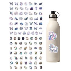 HUVZOR 100 Pack Autocollants Licorne de Sombre Autocollant Licorne Autocollant de Dessin Animé Esthétique Sticker Étanche pour Ordinateur Portable, Voiture, Skateboard, Bagage (Volumetech OU, neuf)