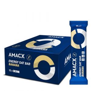 AMACX Barre Muesli Énergétique au flocon d'avoine – Snack Sportif à Base de Glucides & Magnésium – 12 x 50g – Barre d’Avoine Noix de Banana – Pour Endurance & Récupération (Amacx, neuf)