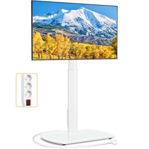 Support TV sur Pied pour Télé de 32 à 65 Pouces, Haut Pied TV Blanc Réglable en Hauteur Support Television Pivotant Jusqu 'à 35 kg, Max VESA 400x400mm (5Rcom, neuf)