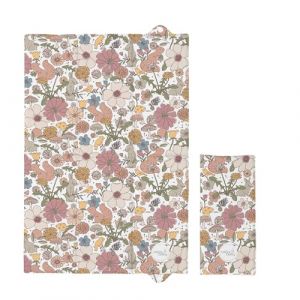 Matelas &agrave; langer pliable et portable 40 x 60 cm &ndash; Fleurs de jardin color&eacute;es | Imperm&eacute;able | Facile &agrave; transporter | Pliable | Filles | Floral (Viculii, neuf)