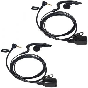 YNIBST 2.5 mm Connecteur Oreillette Mono PTT pour Talkie-Walkie, Casque en Forme de G, Compatible avec Motorola Talkabout TLKR T62, T82, T82 Extreme, T92 H2O Radios Bidirectionnelles (Lot de 2) (YNIBST-Direct EU, neuf)