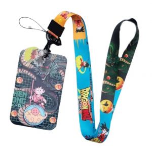 Porte-badge Dragon Ball Z Son Goku& Shenron &ndash; &Eacute;tui pour carte d&rsquo;identit&eacute; avec fen&ecirc;tre ID, design Shenron, clip et lani&egrave;re, cadeau fan DBZ (TheLIFEstore, neuf)