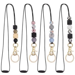 LEGENTLISUR 4 Cordon Pour Badges D'Identification Cordon Pour Cl&eacute;s Cordon Perl&eacute; Avec Porte Cl&eacute;s Et Porte Cartes Convient Aux Enseignants Aux Infirmi&egrave;res Aux Bureaux Aux (Couleurs M&eacute;lang&eacute;es) (LEGENTLISUR, neuf)