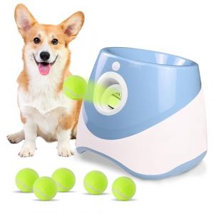 Galat&eacute;e Lanceur De Balle Automatique, Petit Lanceur De Balle Interactif, Lanceur De Balle Automatique pour Chiens, Lanceur De Balles pour Chiens avec 6 Mini Balles De Tennis(Bleu) (HEALTH CHAN LTD, neuf)