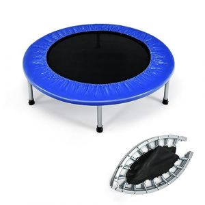 KOMFOTTEU Trampoline Mini Trampoline Ø97 cm, Trampoline de Fitness Pliable pour Enfants et Adulte, Capacité de 150 kg, avec Pieds Antidérapants pour Entraînement Intérieur (Bleu) (Komfort GmbH, neuf)