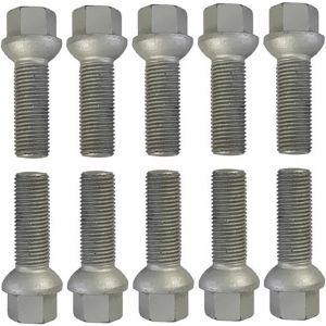 10 vis et boulons de roue argent&eacute;s &agrave; si&egrave;ge sph&eacute;rique R13 M14x1,5 27mm (TUNERSHOP, neuf)