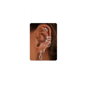 Dochai 7 Paires Boucles D'oreilles En Argent 925 Pour Dames，18 Carats En Or Boucles D'oreilles &Agrave; Clips Cr&eacute;oles Set En Argent Avec Ear Cuff Fake Piercing Helix Cartilage Tragus Conch Piercings (Dochais, neuf)