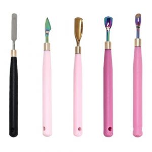 Cuillères à ongles de qualité professionnelle - Design coudé pour pousse-cuticules hygiénique et application de gel sans couture - Repousse-cuticules en fer à cheval (WISHing, neuf)