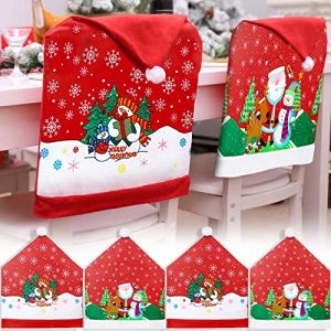 MULEVIP Housses de Chaise de No&euml;l Lot de 4 Couverture de Chaise P&egrave;re No&euml;l, Housse de Chaises Housse de Chaise Salle &agrave; Manger pour No&euml;l pour D&eacute;coration de No&euml;l,Maison,Salon(19,7 x 23,6inch) (BELTRUM DIGITAL MARKETPLACES LTD, neuf)