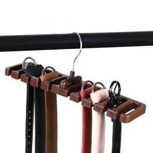 MEGAVOW Porte Ceinture, Rangement Ceinture Organisateur avec 10 Fentes, Cintre Porte-Cravates, Dressing Support &agrave; Suspendre pour Ceintures Cravate Foulards (LUUCKFY, neuf)
