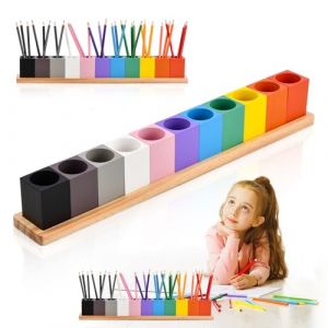 Porte Crayon de Couleur en Bois,52x6,6x8 cm 11 Compartiments Organisateur de Crayon,Porte-crayons Bureau pour Pinceaux D'art,Rangement pour Crayons de Couleur pour &Eacute;cole Maison Studio D'art (B) (Laukra special SIA, neuf)