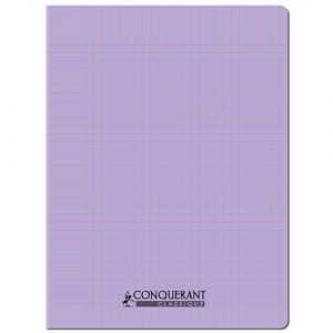 CONQUERANT Cahier conqu&eacute;rant polypro agraf&eacute; 24x32 cm 96P 90G grands carreaux lilas (takitizi, neuf)