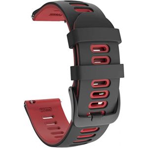 ISABAKE Bracelet montre silicone souple 20mm pour Galaxy Watch 42mm/Vivoactive 3/Galaxy Active 2/Forerunner 245/Vivomove HR/Forerunner 645/Forerunner 645 Music (Noir rouge, 20mm) (Isabake, neuf)