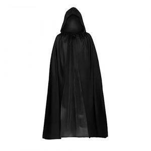 Générique Cape à Capuche Noir Deguisement Halloween Adulte Cape Déguisement de Sorcier Unisexe Halloween Cosplay Costume Manteau Longue Déguisement pour Bal Masqué, Fête de Famille, Carnaval Noël (HUAOPYU, neuf)