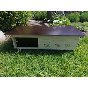 Woid Herz Abri pour Tortues de qualit&eacute; sup&eacute;rieure en Bois Massif br&ucirc;l&eacute; (SH6) - R&eacute;sistant aux intemp&eacute;ries avec Sol et Porte - Ventilation r&eacute;glable (Garten und Holztrends, neuf)