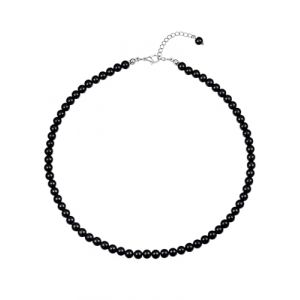 FOCALOOK Collier Perle Noir Femme de 6mm, Collier Perle Homme Ras de Cou en Cristal Ajustable de 45cm (FOCALOOK JEWELLERY, neuf)