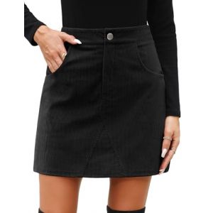 CMTOP Jupe Courte Femme Taille Haute Mini Short Jupe Automne Hiver A Ligne Velours C&ocirc;tel&eacute; D&eacute;contract&eacute;s Chic et Elegant Wrap Courte avec Poche (Noir, M) (Lemens, neuf)