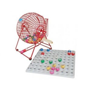 cavernedesjouets Boulier de Loto Pro en Metal, Sphere 23 cm, Manuel - avec Plateau de tirage + 90 Boules Multicolores (22mm) - Set Jeu Bingo et Carte Tigre (cavernedesjouets, neuf)