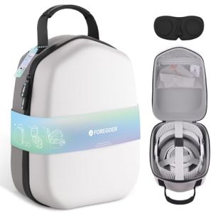 FOREGOER Étui de transport rigide compatible avec Meta Oculus Quest 2/Quest 3/Vision Pro, étui de rangement de voyage portable pour casque de jeu VR officiel original et accessoires de manettes (VISIO EU, neuf)