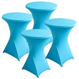 PRELGOSP Lot de 4 Nappe Mange Debout en Spandex, Extensible Housse pour Table Haute de Cocktail, Ronde Housse Mange Debout pour Bar,Fête d'anniversaire, Mariage, Table de Bistrot,Lake Blue,60x110cm (Mmillion., neuf)
