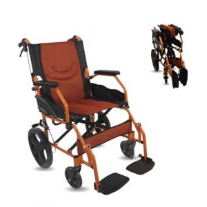 Mobiclinic&reg;, Fauteuil roulant, Pliant, L&eacute;ger, Si&egrave;ge 41 cm, Deux syst&egrave;mes de freinage, Dossier, Aluminium, Repose-pieds pliants, Mod&egrave;le pir&aacute;mide, Petites roues, Accoudoirs fixes (Queralt&oacute;, neuf)