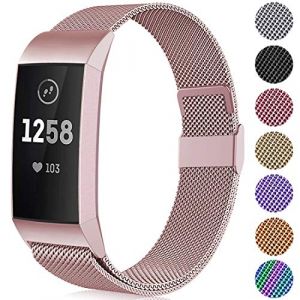 Faliogo Bracelet de Remplacement Compatible avec Fitbit Charge 3 Bracelet/Fitbit Charge 4 Bracelet, Bande Réglable en Métal en Acier Inoxydable pour Femmes Hommes, Grand Or Rose (Gehuaa-EU, neuf)