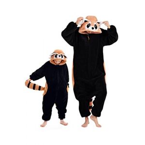 DarkCom Petit Raton Laveur Onesie pour Enfants et Adultes,Vêtements de Nuit Combinaison Parent-Enfant Cosplay Animal Halloween Kigurumi Costume Pyjama de Noël X-L (DarkCom-fr, neuf)