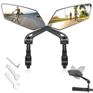 R&eacute;troviseur v&eacute;lo,R&eacute;troviseur trottinette &eacute;lectrique,2 Pi&egrave;ces Miroirs de V&eacute;lo R&eacute;glable &agrave; 360&deg;,Accessoires Trottinette Electrique,Grand Miroir HD,22-25mm (Paderd, neuf)