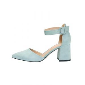 Rio Fiore Escarpins à Talons, Chaussures à Bride Cheville, Bleue, 7 cm Talon Bloc, Textile, Femme, H1877-A0142-17 (Blue Suede, 38 EU) (United Brands, GmbH, neuf)