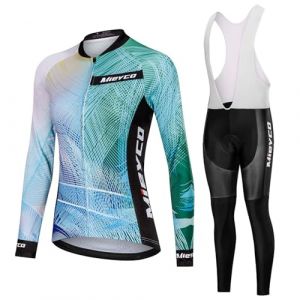 Maillot Cyclisme Femme Tenue Cycliste Manche Longue,V&ecirc;tements Velo VTT Jerseys et Pantalon &agrave; Bretelle avec 19D Coussin Gel,Ensemble Combinaisons de Cycling Printemps Automne S&eacute;chage Rapide(7,L) (DaWan-USA, neuf)