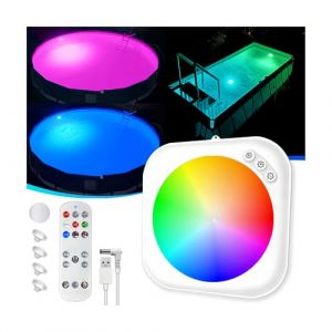 DeeprBlu 2025 Amélioration Éclairage Piscine Sans Fil avec Télécommande, Lumière Piscine Hors Sol Submersible Rechargeables, Lampe Piscine Magnétique avec Ventouse, Éclairages Baignoire Sous Marin (DeeprBluDirect, neuf)