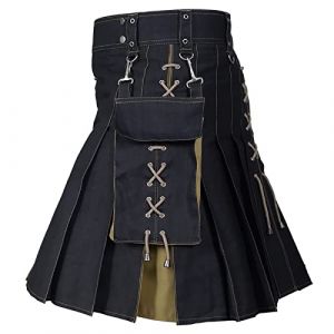 Robe de mariée décontractée Kilt écossais traditionnel écossais pour homme - Kilt utilitaire - Kilts tartan - Kilts de sport utilitaire - Jupe de chevalier, 630a-kaki, 5XL (Nhainel, neuf)
