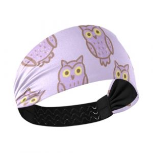 Bandeau extensible &agrave; paillettes avec motif hibou et oiseau Violet Pour le yoga Pour la randonn&eacute;e, la course &agrave; pied, la gym, le sport (FengLinJu, neuf)