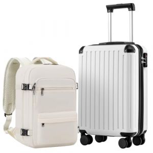 COOLIFE Ryanair Valise Cabine 55 x 35 x 20 et Bagage Cabine 40x20x25(20L), Bagages Cabine Bagage &agrave; Main Rigide avec Serrure TSA et 4 roulettes Jumel&eacute;es Adapt&eacute; Aux Voyages (Coolife EU Directly, neuf)