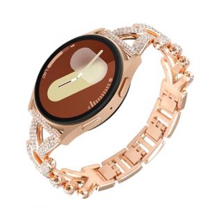 WoPail Bracelet &agrave; strass pour Samsung Galaxy Watch 7/FE/6/5/4 40mm 44mm, Bracelet m&eacute;tallique de remplacement pour Samsung Galaxy Watch 6 Classic/5 Pro/4 Classic - Or Rose (WoPail, neuf)