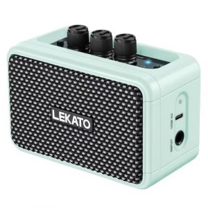 Mini ampli Guitare, amplificateur électrique Rechargeable LEKATO 5 W avec Effets Clean/Overdriver, ampli Portable Bluetooth 5.0 pour s'entraîner à la Maison et Les réunions Musicales (Bleu) (BEI CAI -EU, neuf)
