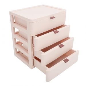 CLISPEED Organisateur de Bureau &agrave; Tiroirs en Plastique 4 Niveaux Rose Rangement &agrave; Tiroirs Transparents pour Cosm&eacute;tiques et Accessoires Organisateur de Coiffeuse Compact pour Bureau et (Yeahzl, neuf)