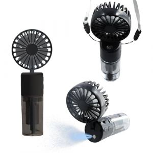 3 en 1 Ventilateur Portable, Ventilateur de Poche Silencieux 4 Vitesses, Ventilateur Brumisateur Rechargeable avec Lanière, Ventilateur de Table Pliable 180° Maison Bureau, Endurance 6-8h (Noir) (Tatency, neuf)