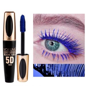 Silk Fiber Mascara 5D en fibre de soie - Bleu - Mascara télescopique pour cils - Imperméable et résistant aux taches - Séchage rapide et non clump - Maquillage des yeux bleus (EONFAVE BEAU, neuf)