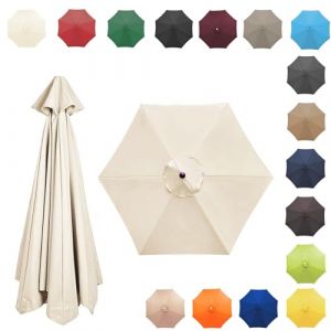 350CM/8 Baleines Auvent De Remplacement Pour Parasol De Jardin, Toile De Parasol Déporté, Housse De Rechange Pour Parasol D'extérieur, Polyester Anti UV 50+(Beige,8 RIBS/350CM(11.5FT)) (杜威威贸易, neuf)