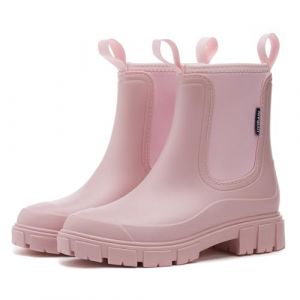 AONEGOLD Bottes De Pluie Femme Caoutchouc Imperm&eacute;ables Antid&eacute;rapant L&eacute;g&egrave;res Wellies Rain Boots Semi-Hautes de Jardinage Chaussures(Rose,37 EU) (chengzhou, neuf)