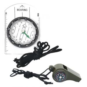 PYRUVAE 2 Pi&egrave;ces Boussole, Boussole Randonn&eacute;e Bonus Sifflet De Survie, Boussole Lumineuse pour la Survie, L'Orientation, Navigation,Camping, Cadeau pour Enfant ou Les Gens Qui Aiment Activit&eacute;s (GU ZHEYUAN DE DIAN, neuf)