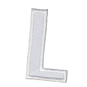 Patch Ecusson Thermocollant Lettre Blanche 3 x 5 cm Lettre L (Filou Face, neuf)