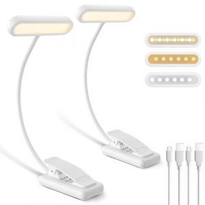 iFalarila 2 Pi&egrave;ces Lampe de Lecture Rechargeable avec C&acirc;ble de Type-C, Liseuse Lampe Clip [3 Couleurs et 10 Luminosit&eacute;s] Mini Veilleuse Flexible &agrave; col de Cygne et &agrave; Pince pour Les Enfants (Jingzhaotech-FR, neuf)