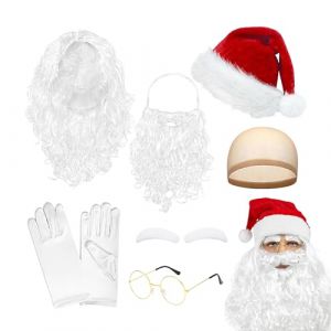 Barbe et Sourcils du P&egrave;re No&euml;l - Accessoires de D&eacute;guisement pour Cosplay de Saint Nicolas | Accessoires Cosplay De No&euml;l Pour Hommes Femmes Adolescents Fils Fille Mari Femme Famille Amis Grand M&egrave;re (zhangzhiweI, neuf)